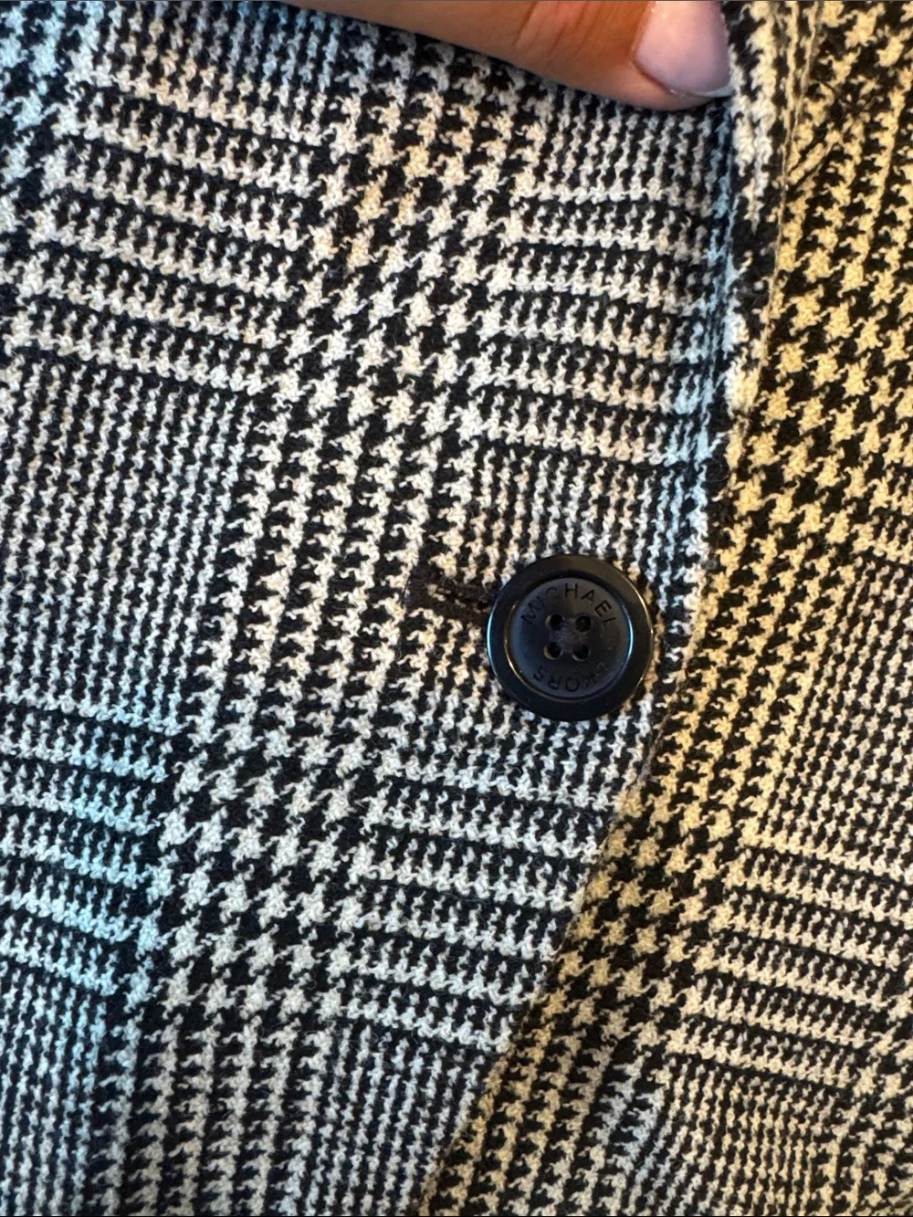 Michael Kors elbow patch black and white plaid Blazer size 14